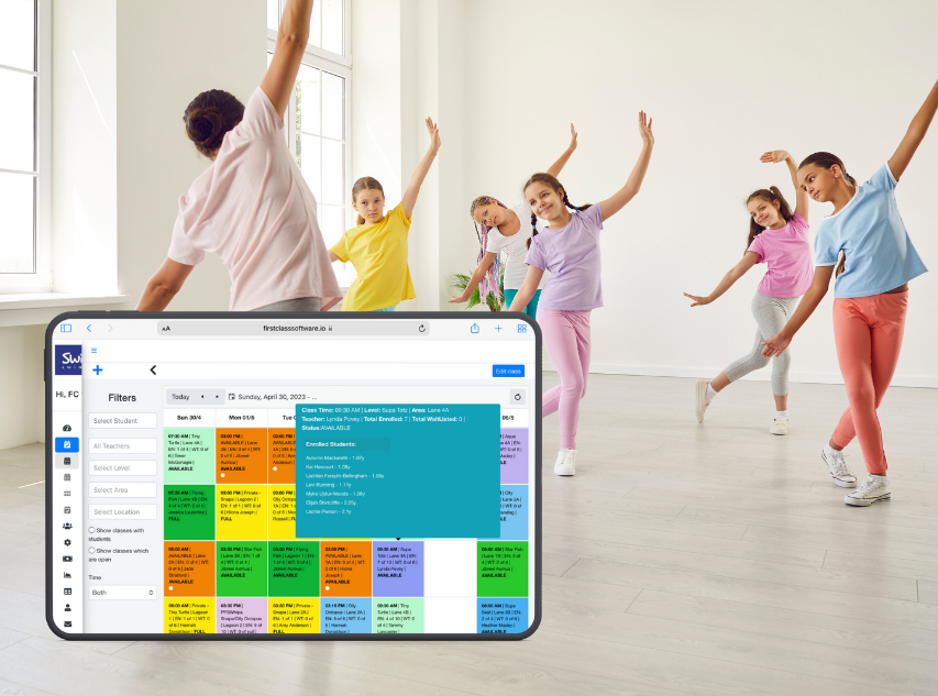 first class app view on tablet
